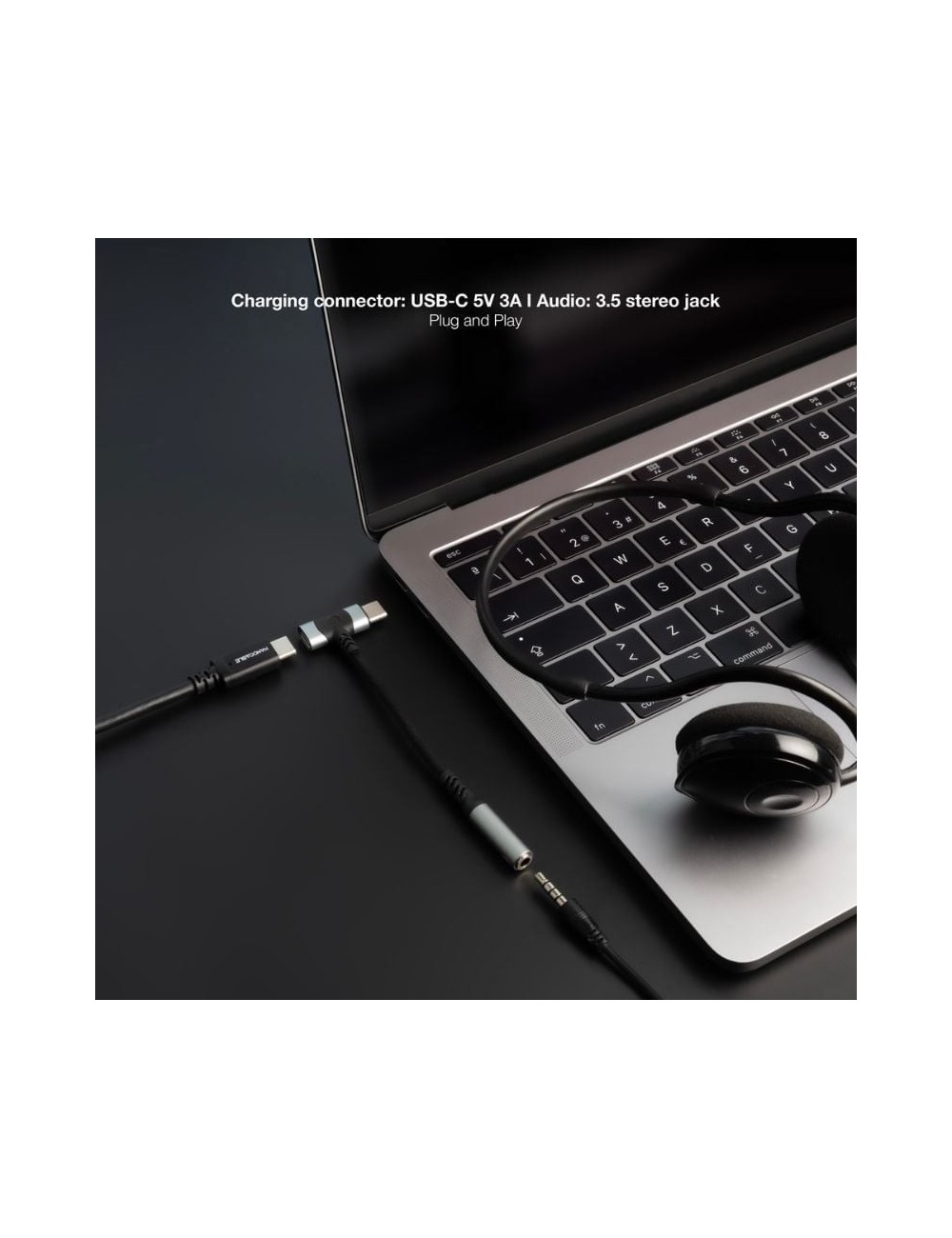 Cable Conversor Audio Nanocable 10.24.1207/ USB Tipo-C Macho - Jack 3.5/ USB Tipo-C Hembra/ 10cm/ Negro
