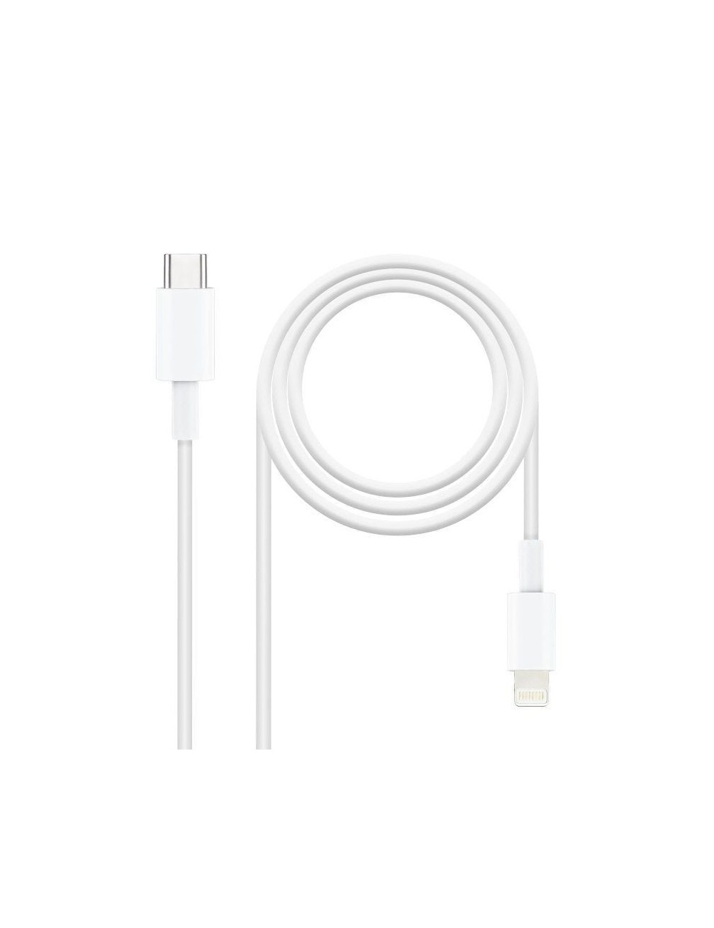 Cable USB 2.0 Tipo-C Lightning Nanocable 10.10.0600/ USB Tipo-C Macho - Lightning Macho/ 50cm/ Blanco