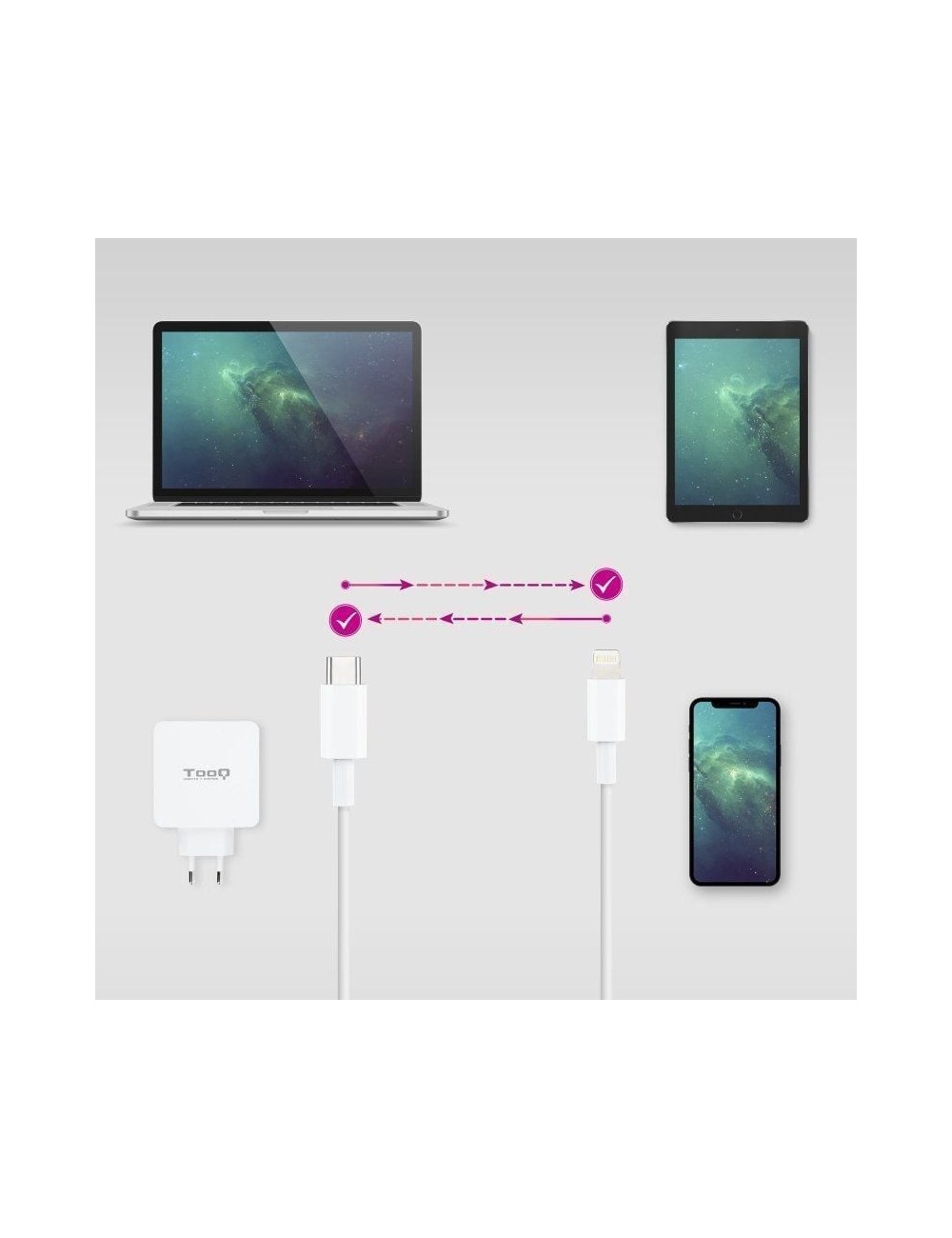 Cable USB 2.0 Tipo-C Lightning Nanocable 10.10.0600/ USB Tipo-C Macho - Lightning Macho/ 50cm/ Blanco