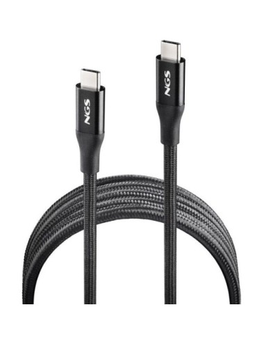 Cable USB 4.0 Tipo-C NGS KNOT/ USB Tipo-C Macho - USB Tipo-C Macho/ Hasta 240W/ 40Gbps/ 2m/ Negro