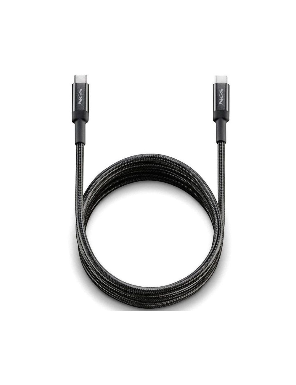 Cable USB 2.0 Tipo-C NGS KNOT/ USB Tipo-C Macho - USB Tipo-C Macho/ Hasta 65W/ 480Mbps/ 2m/ Negro