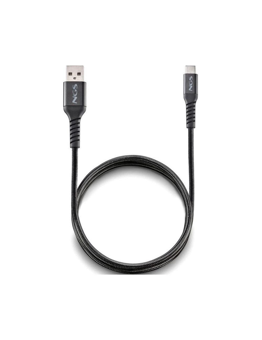 Cable USB 2.0 NGS KNOT-AC/ USB Macho - USB Tipo-C Macho/ 480Mbps/ 1m/ Negro