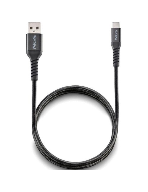 Cable USB 2.0 NGS KNOT-AC/ USB Macho - USB Tipo-C Macho/ 480Mbps/ 1m/ Negro