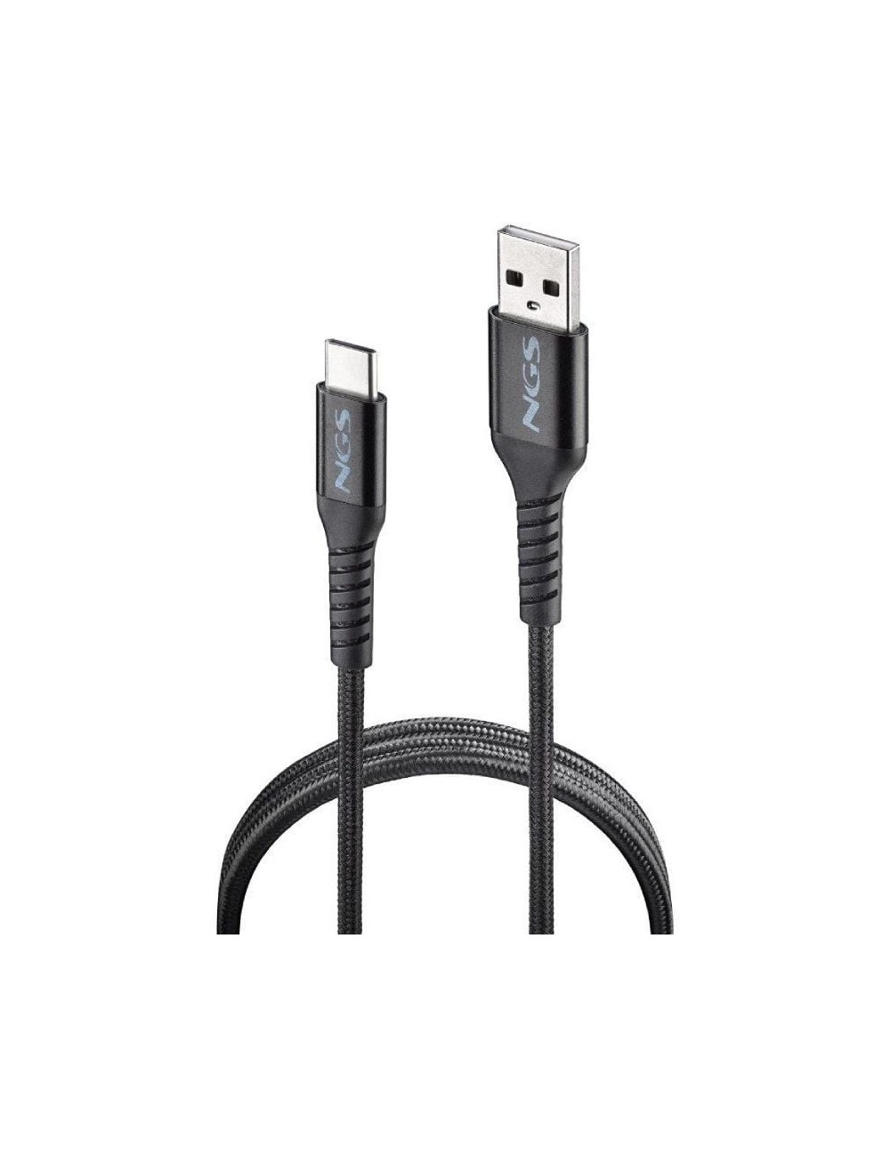 Cable USB 2.0 NGS KNOT-AC/ USB Macho - USB Tipo-C Macho/ 480Mbps/ 1m/ Negro