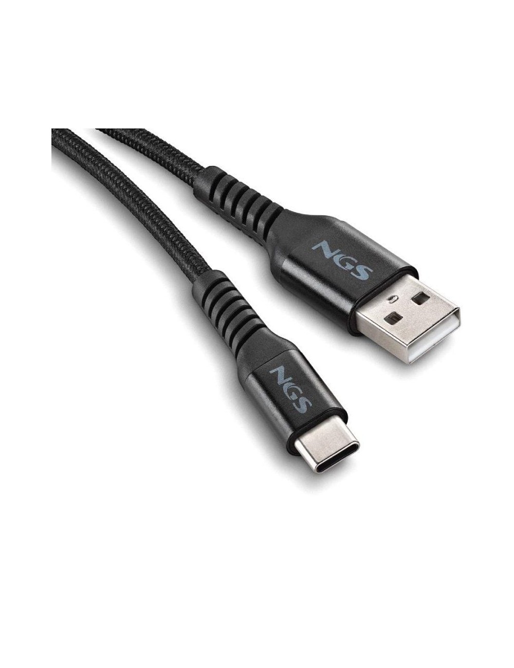 Cable USB 2.0 NGS KNOT-AC/ USB Macho - USB Tipo-C Macho/ 480Mbps/ 1m/ Negro