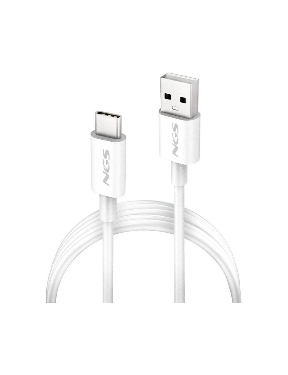 Cable USB 2.0 NGS ZYRO-AC/ USB Macho - USB Tipo-C Macho/ Hasta 15W/ 480Mbps/ 1m/ Blanco