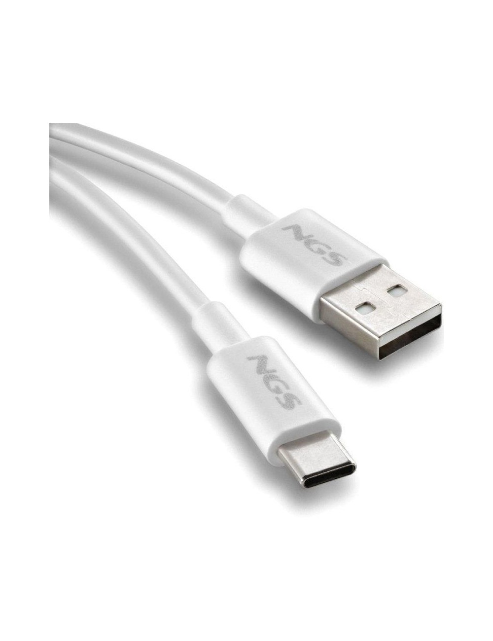 Cable USB 2.0 NGS ZYRO-AC/ USB Macho - USB Tipo-C Macho/ Hasta 15W/ 480Mbps/ 1m/ Blanco