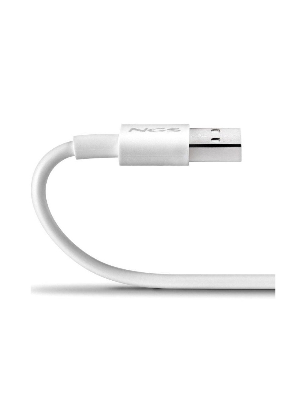 Cable USB 2.0 NGS ZYRO-AC/ USB Macho - USB Tipo-C Macho/ Hasta 15W/ 480Mbps/ 1m/ Blanco