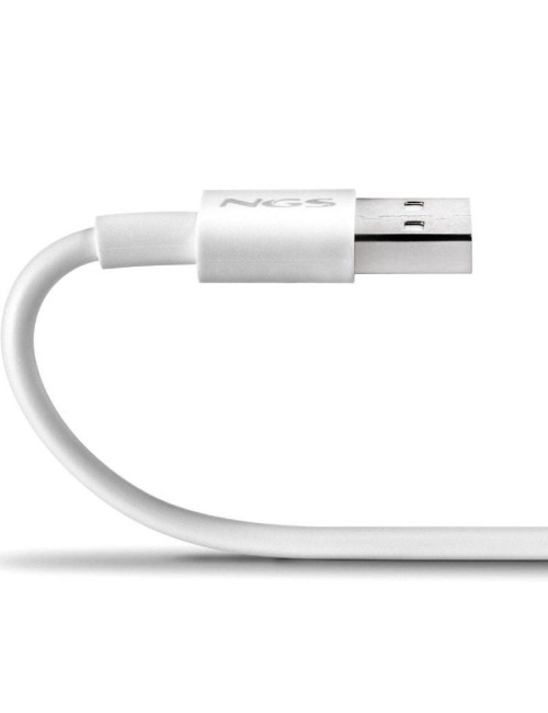 Cable USB 2.0 NGS ZYRO-AC/ USB Macho - USB Tipo-C Macho/ Hasta 15W/ 480Mbps/ 1m/ Blanco