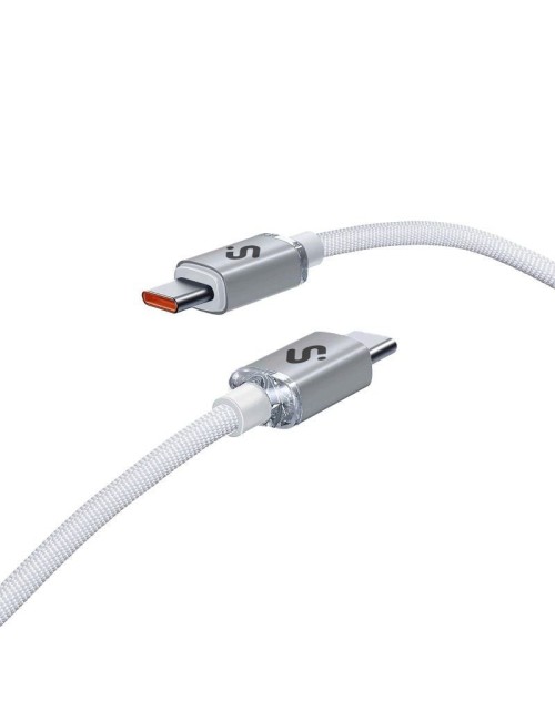 Cable USB 2.0 Tipo-C Subblim Optimus/ USB Tipo-C Macho - USB Tipo-C Macho/ Hasta 60W/ 480Mbps/ 1m/ Blanco