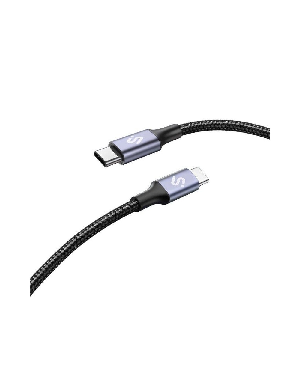 Cable USB 2.0 Tipo-C Subblim Plus/ USB Tipo-C Macho - USB Tipo-C Macho/ Hasta 100W/ 480Mbps/ 1m/ Negro