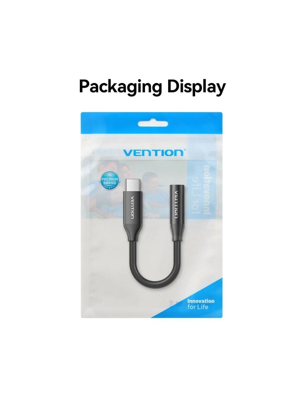 Adaptador Audio Vention BIIBA/ Jack 3.5 Hembra - USB Tipo-C Macho/ 10cm/ Negro