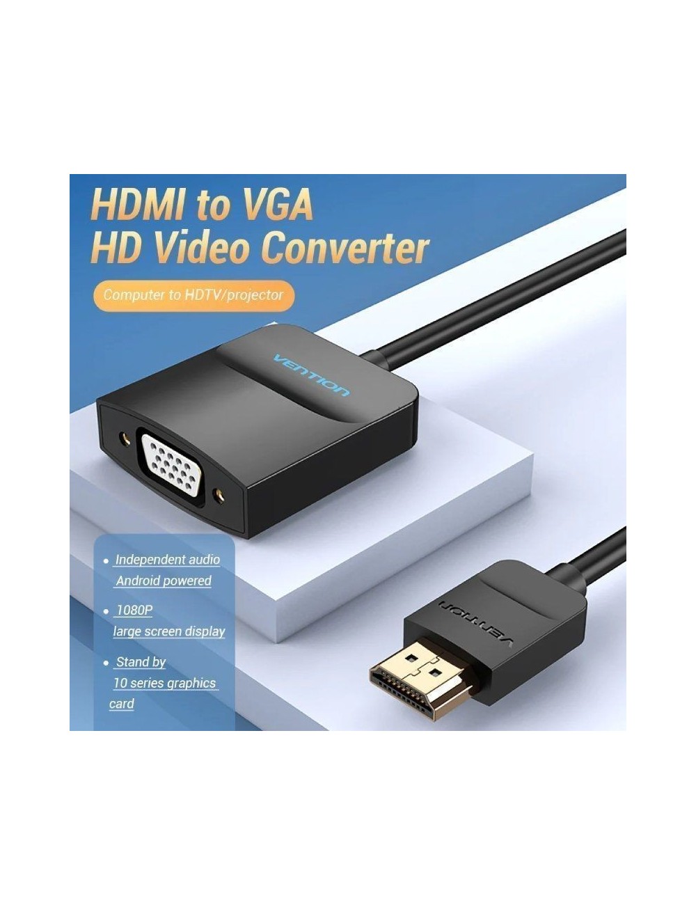 Conversor Vention 42154/ HDMI Macho - VGA Hembra/ 15cm/ Negro