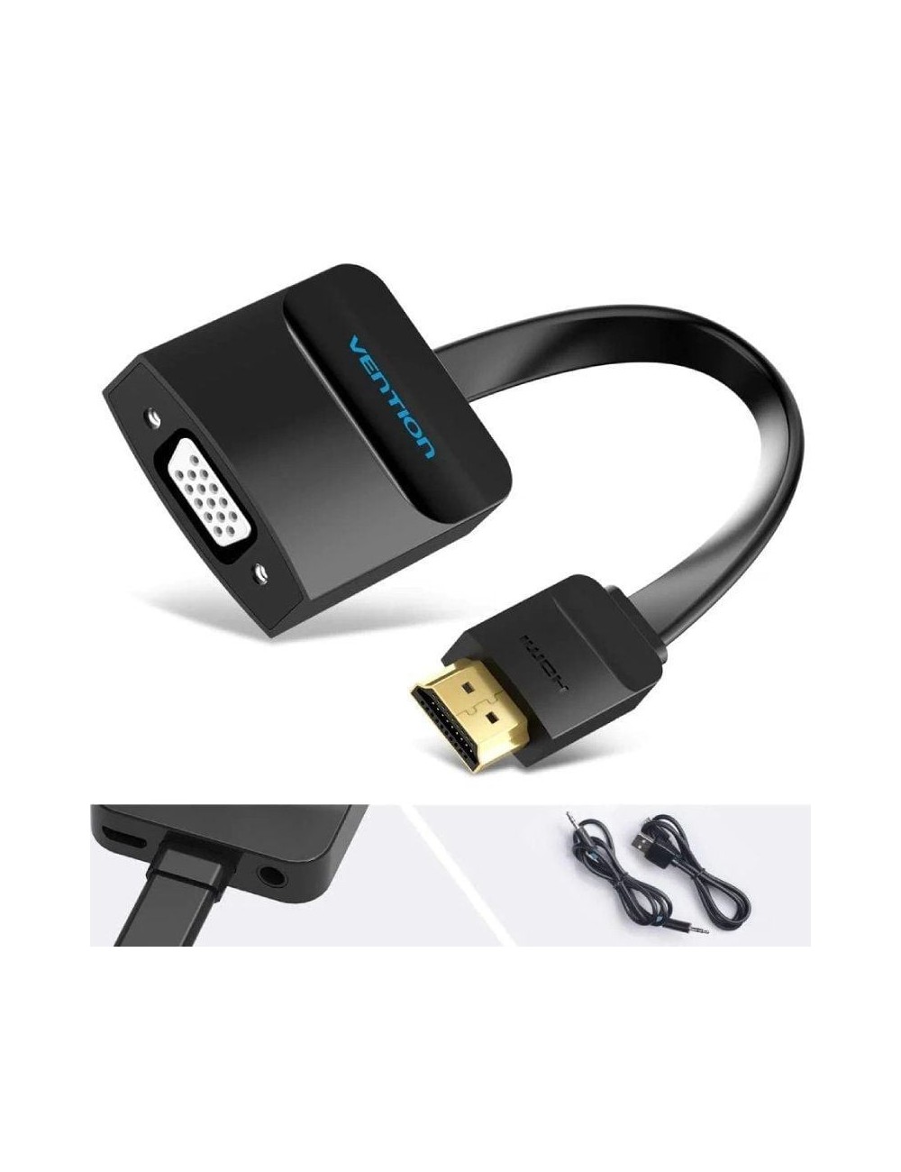 Conversor Vention 42161 HDMI Macho - VGA Hembra - Jack 3.5 Hembra/ 15cm/ Negro