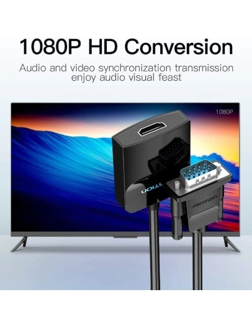 Conversor Vention ACNBB/ VGA Macho - HDMI Hembra/ 15cm/ Negro