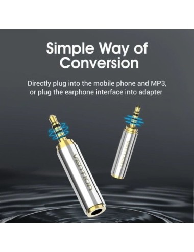 Adaptador Jack Vention VAB-S02/ Jack 2.5 Macho - Jack 3.5 Hembra/ Plata