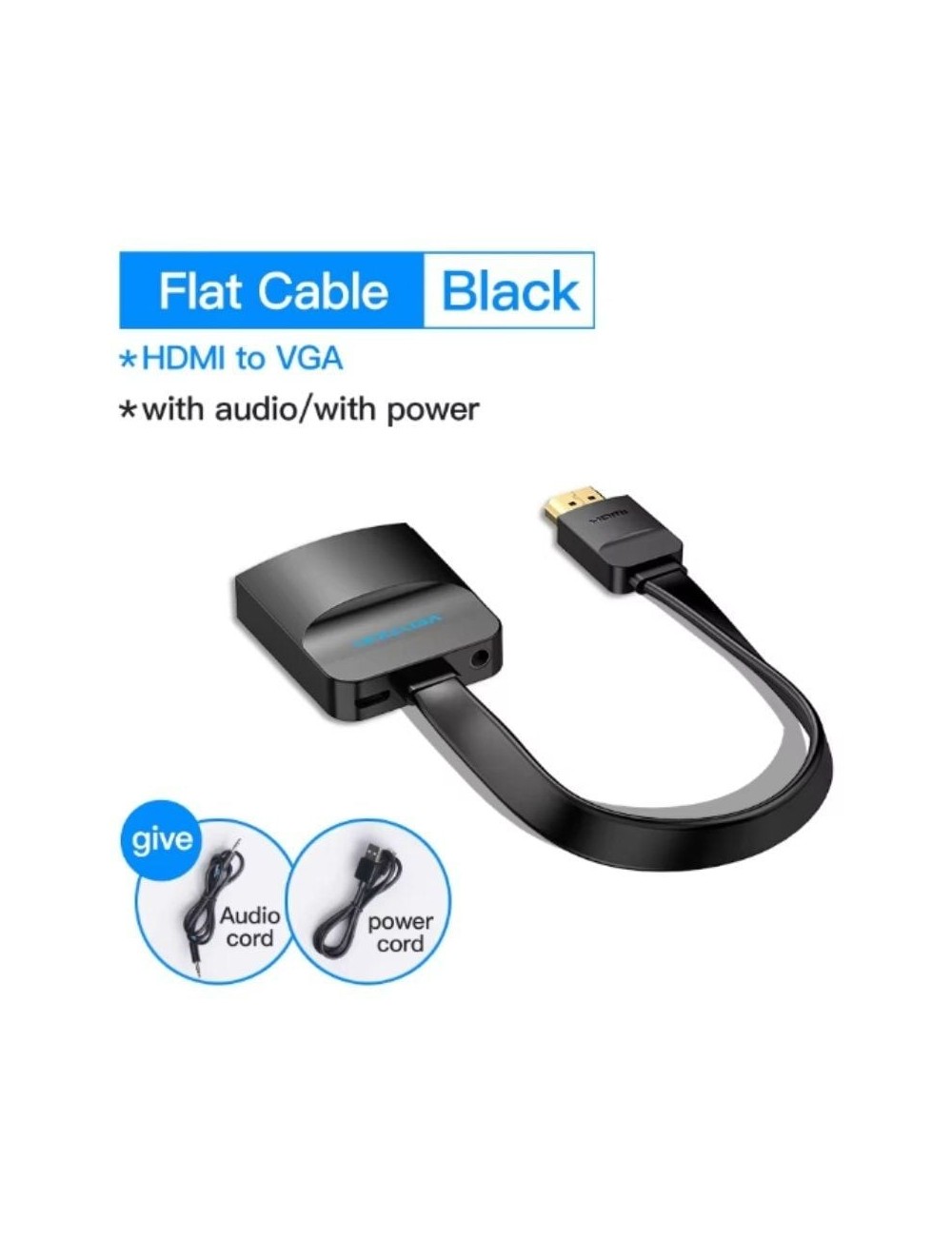 Cable Conversor Vention 74346/ HDMI Macho/ VGA Hembra - Jack 3.5 Hembra/ 20cm/ Negro