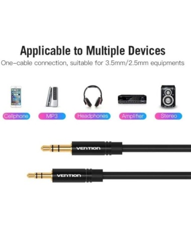 Cable Estéreo Vention BALBD/ Jack 3.5 Macho - Jack 2.5 Hembra/ 50cm/ Negro
