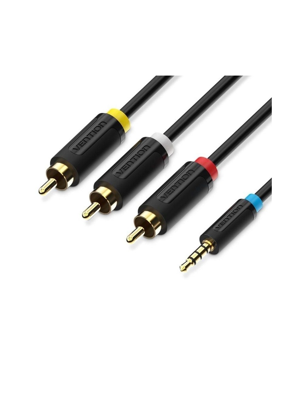 Cable Estéreo Vention BCBBG/ Jack 3.5 Macho - 3x RCA Macho/ 1.5m/ Negro