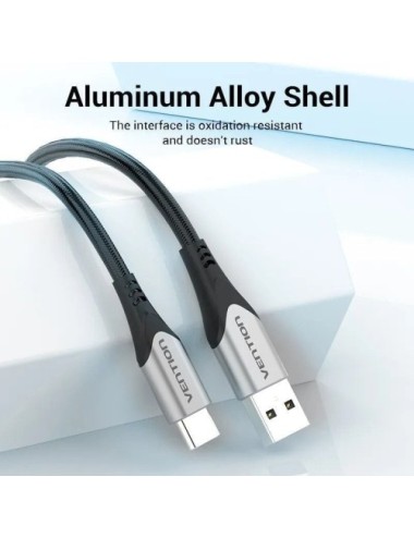 Cable USB 2.0 Tipo-C Vention CODHD/ USB Tipo-C Macho - USB Macho/ 480Mbps/ 50cm/ Gris