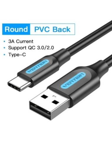 Cable USB 2.0 Tipo-C Vention COKBC/ USB Macho - USB Tipo-C Macho/ 480Mbps/ 25cm/ Gris