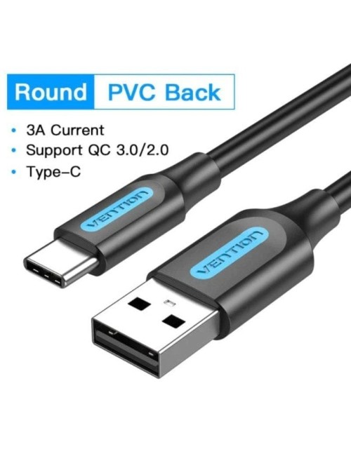 Cable USB 2.0 Tipo-C Vention COKBC/ USB Macho - USB Tipo-C Macho/ 480Mbps/ 25cm/ Gris