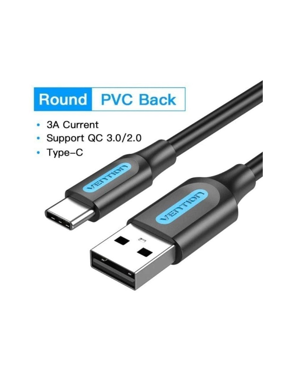 Cable USB 2.0 Tipo-C Vention COKBI/ USB Macho - USB Tipo-C Macho/ 480Mbps/ 3m/ Gris