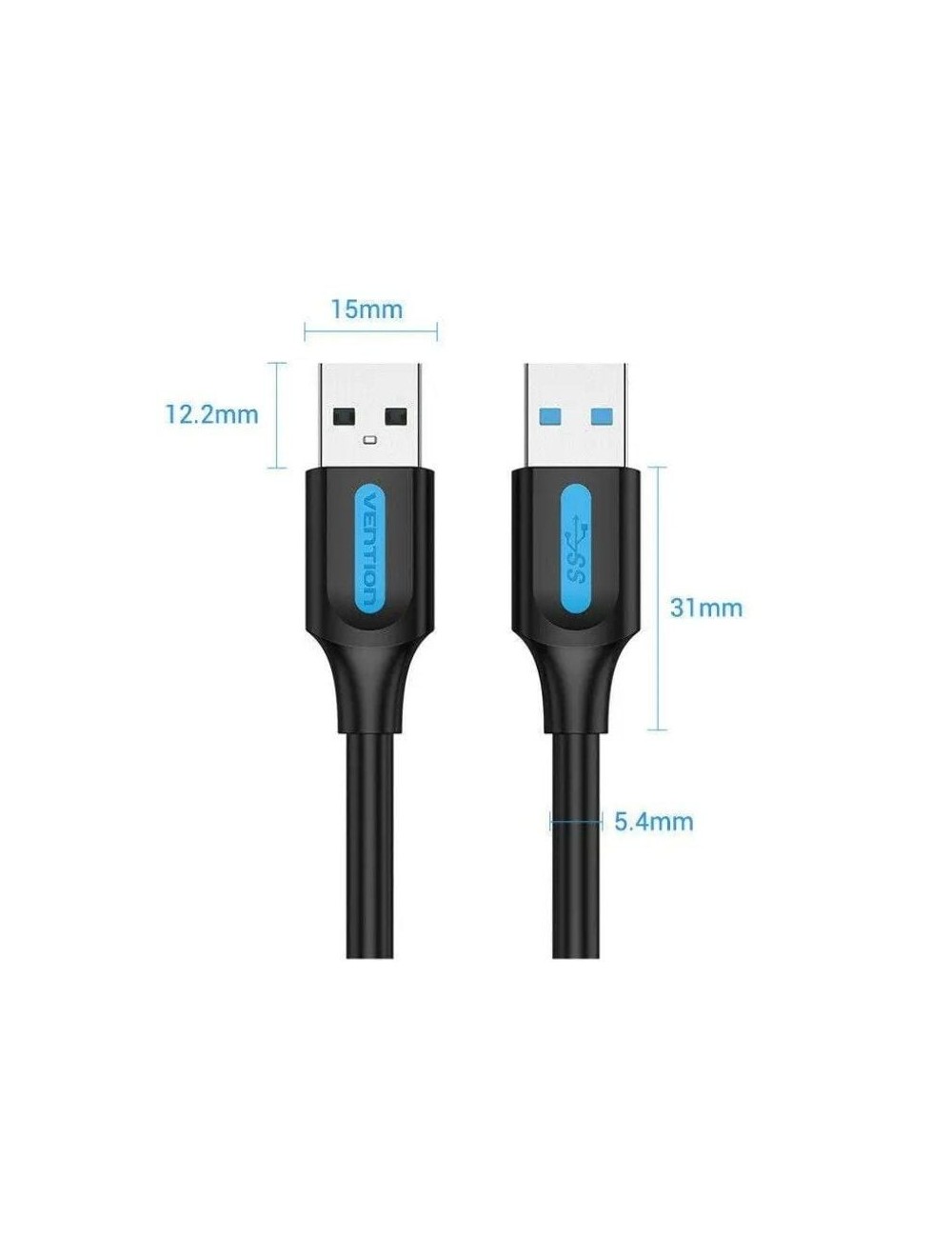 Cable USB 3.0 Vention CONBF/ USB Macho - USB Macho/ 5Gbps/ 1m/ Negro