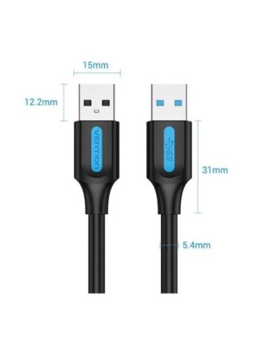 Cable USB 3.0 Vention CONBH/ USB Macho - USB Macho/ 5Gbps/ 2m/ Negro