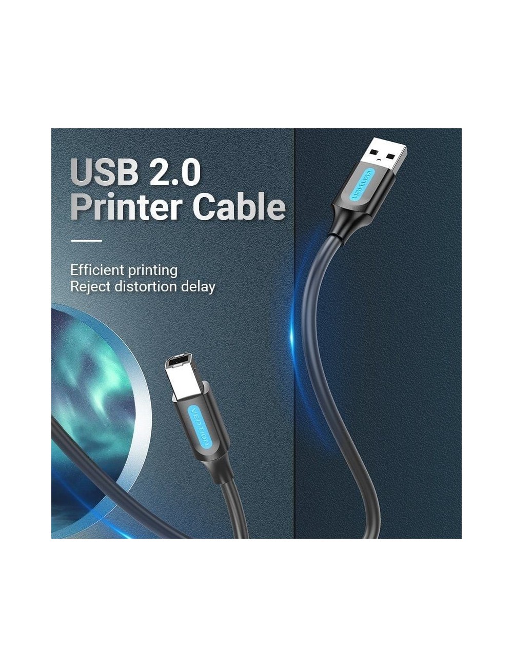 Cable USB 2.0 Impresora Vention COQBG/ USB Tipo-B Macho - USB Macho/ 480Mbps/ 1.5m/ Negro
