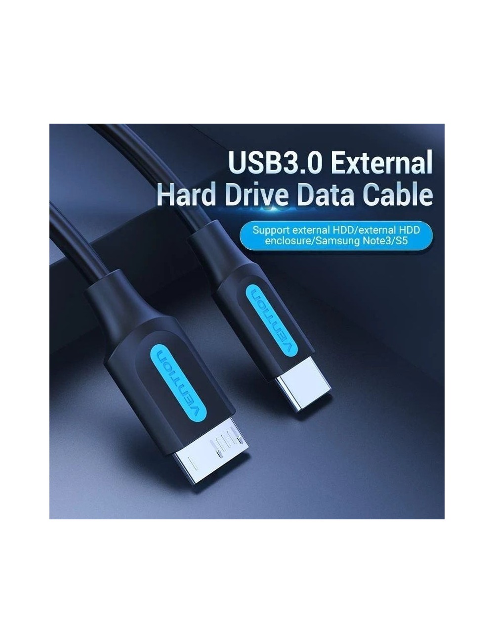 Cable USB 3.0 Vention CQABD/ microUSB Macho - USB Tipo-C Macho/ 5Gbps/ 50cm/ Negro