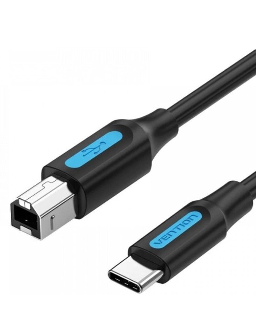 Cable USB 2.0 Impresora Vention CQUBG/ USB Tipo-B Macho - USB Tipo-C Macho/ 480Mbps/ 1.5m/ Negro
