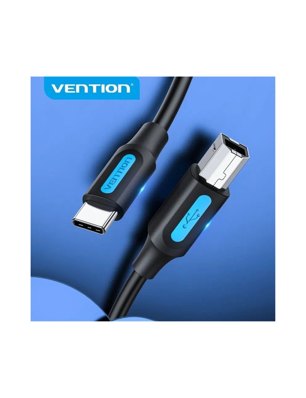 Cable USB 2.0 Tipo-C Vention CQUBH/ USB Tipo-B Macho - USB Tipo-C Macho/ 480Mbps/ 2m/ Negro