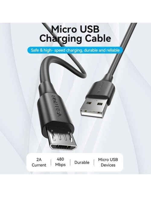 Cable USB 2.0 Vention CTIBF/ USB Macho - MicroUSB Macho/ 480Mbps/ 1m/ Negro