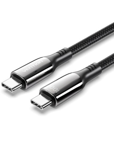 Cable USB 2.0 Tipo-C 5A 100W Vention CTKBH/ USB Tipo-C Macho - USB Tipo-C Macho/ Hasta 100W/ 480Mbps/ 2m/ Negro