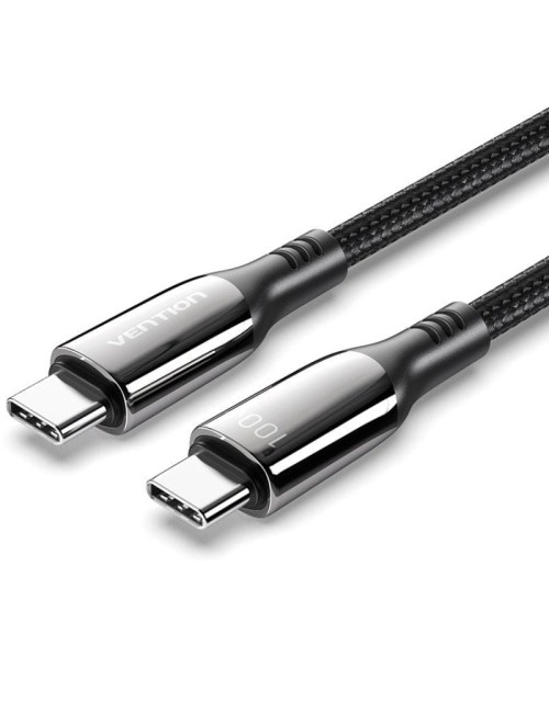 Cable USB 2.0 Tipo-C 5A 100W Vention CTKBH/ USB Tipo-C Macho - USB Tipo-C Macho/ Hasta 100W/ 480Mbps/ 2m/ Negro
