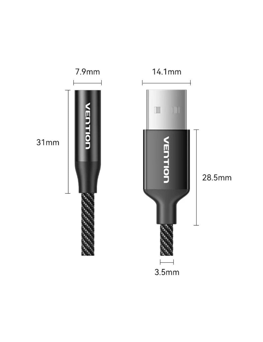 Conversor Vention CVEBC/ Jack 3.5 Hembra - USB Macho/ 1m/ Gris