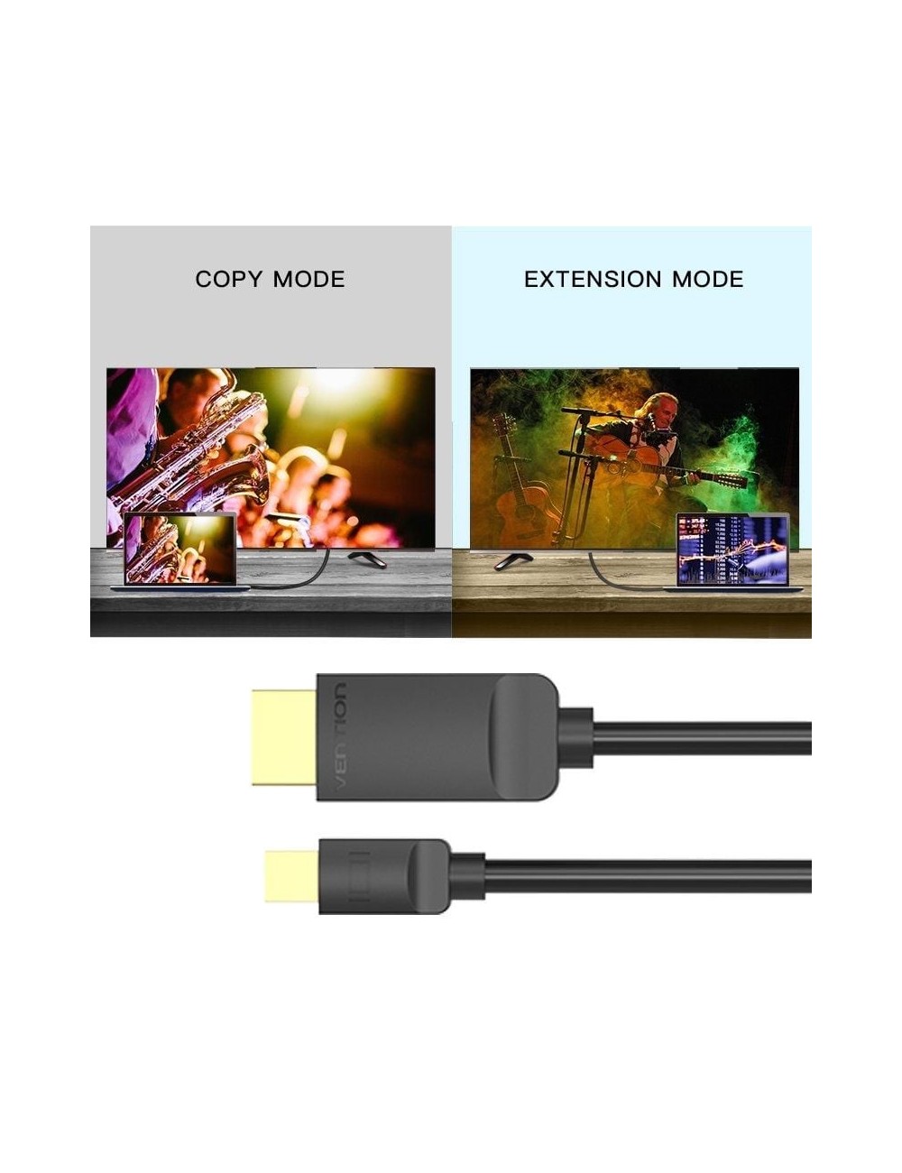 Cable Mini DisplayPort 1.4 4K Vention HAABH/ Mini DisplayPort Macho - DisplayPort Macho/ 2m/ Negro