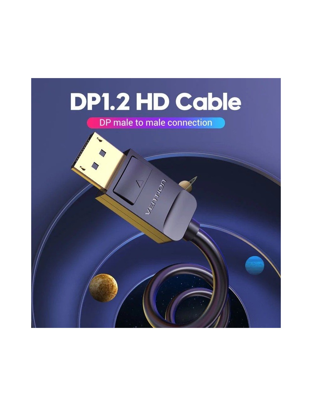 Cable Displayport 1.2 4K Vention HACBJ/ Displayport Macho - Displayport Macho/ 5m/ Negro
