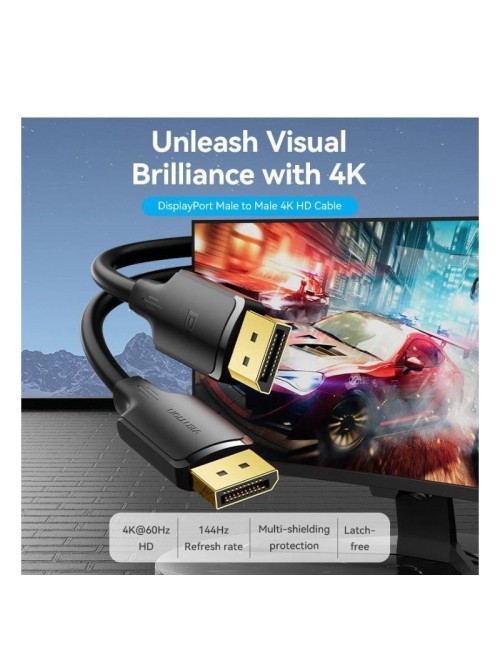 Cable DisplayPort Vention HAKBF/ DisplayPort Macho - DisplayPort 4K Macho/ 1m/ Negro