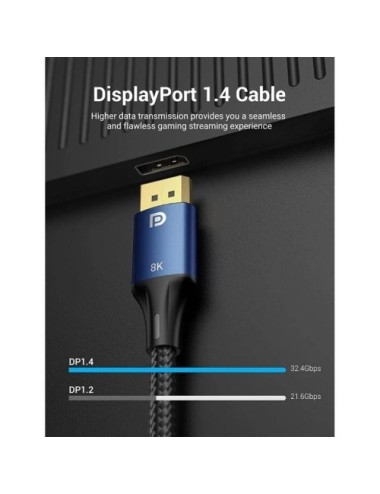 Cable DisplayPort 1.4 8K Vention HCELF/ DisplayPort Macho - DisplayPort Macho/ 3m/ Azul