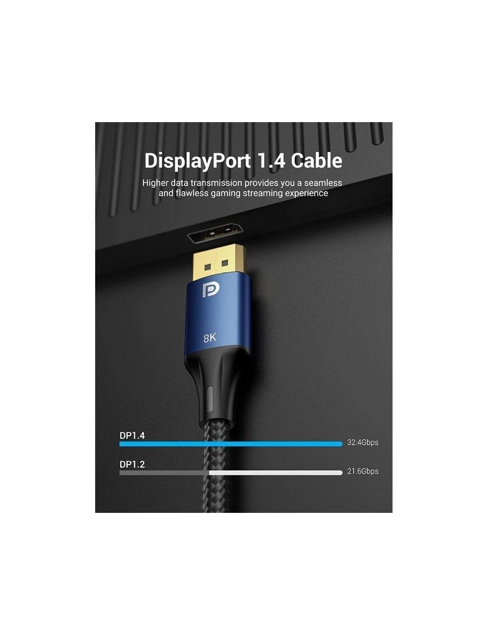 Cable DisplayPort 1.4 8K Vention HCELF/ DisplayPort Macho - DisplayPort Macho/ 3m/ Azul