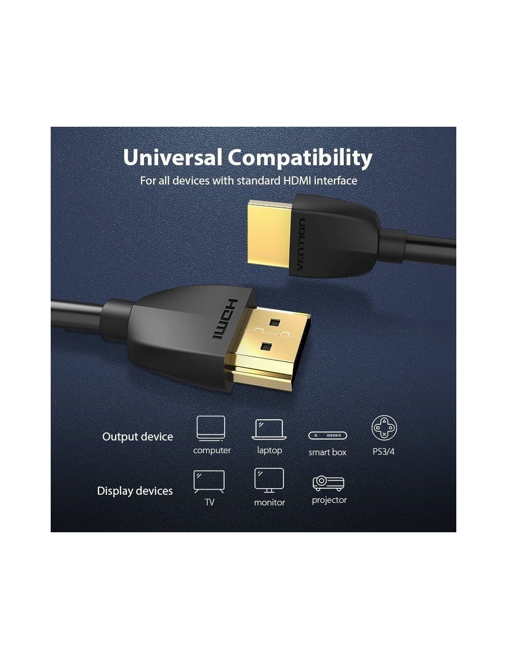 Cable HDMI 2.0 4K Vention AAIBG/ HDMI Macho - HDMI Macho/ 1.5m/ Negro