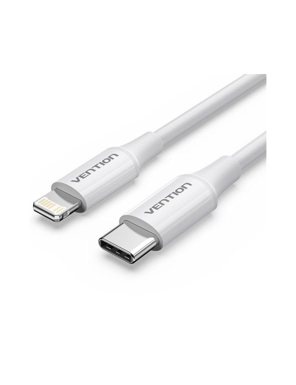 Cable USB 2.0 Tipo-C Lightning Vention LAJWF/ USB Tipo-C Macho - Lightning Macho/ Hasta 27W/ 480Mbps/ 1m/ Blanco