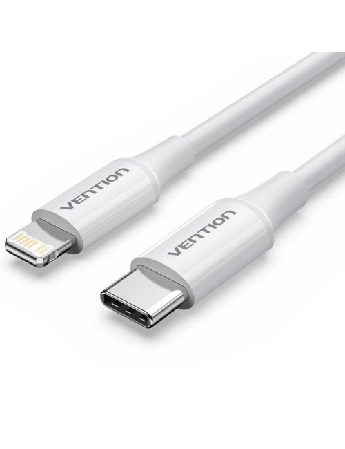 Cable USB 2.0 Tipo-C Lightning Vention LAJWF/ USB Tipo-C Macho - Lightning Macho/ Hasta 27W/ 480Mbps/ 1m/ Blanco