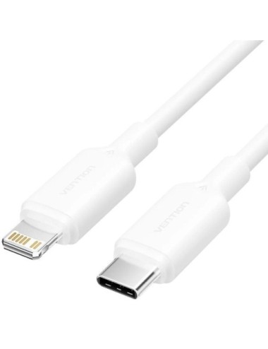 Cable USB 2.0 Tipo-C Lightning Vention LAKWH/ USB Tipo-C Macho - Lightning Macho/ Hasta 27W/ 480Mbps/ 2m/ Blanco