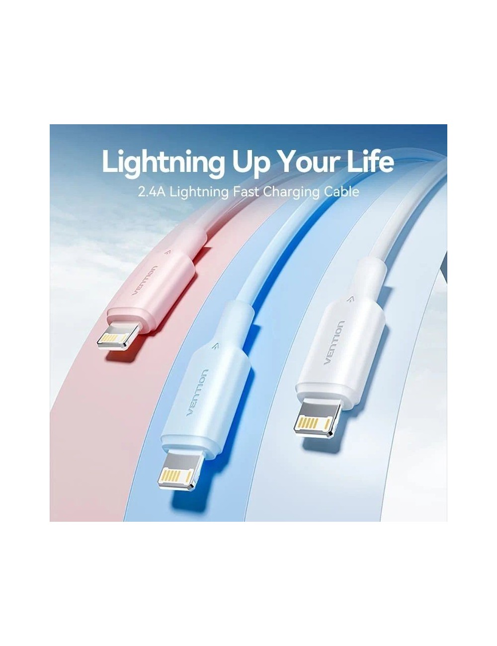 Cable USB 2.0 Lightning Vention LAMBH/ USB Macho - Lightning Macho/ 480Mbps/ 2m/ Negro