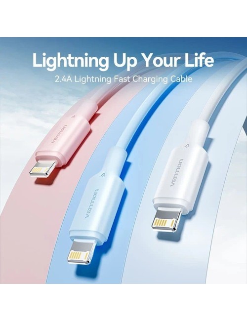 Cable USB 2.0 Lightning Vention LAMSF/ USB Macho - Lightning Macho/ 480Mbps/ 1m/ Azul