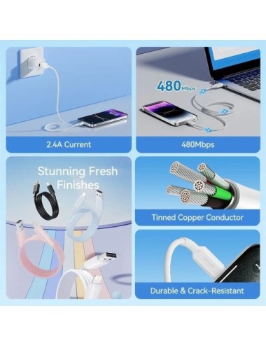 Cable USB 2.0 Lightning Vention LAMSF/ USB Macho - Lightning Macho/ 480Mbps/ 1m/ Azul
