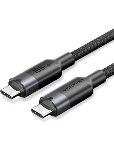 Cable USB 3.2 Tipo-C 5A Vention TRGBD/ USB Tipo-C Macho - USB Tipo-C Macho/ Hasta 100W/ 10Gbps/ 50cm/ Negro